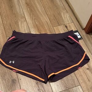 NWT Under Armour Women's Purple Shorts with Orange and Pink Accents